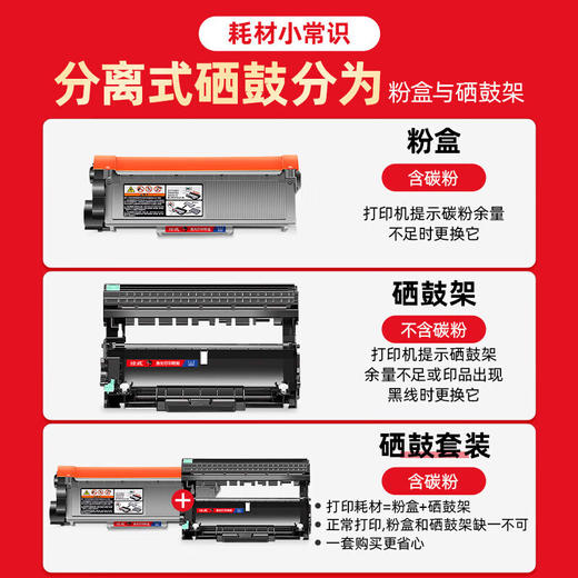 绘威 适用兄弟2240硒鼓brother HL-2240打印机粉盒2240D硒鼓架大容量硒鼓套装【鼓架粉盒】上机即用 商品图2