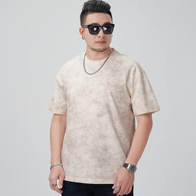 【DMH】大依优型大码男装圆领短袖T恤休闲宽松加肥加大潮流胖子上衣