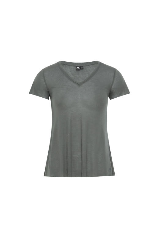 oneup兰精天丝V领短袖散口T恤 商品图5