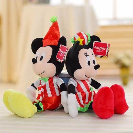 情侣米奇米妮玩偶米老鼠公仔草莓蝴蝶结连衣裙米妮背带裤大耳米奇 商品图2