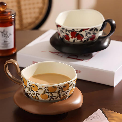 中古风陶瓷咖啡杯碟套装复古家用早餐杯大容量咖啡牛奶杯情侣杯 商品图0