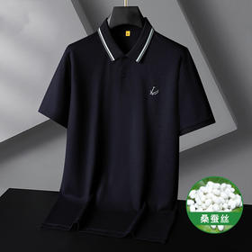【桑蚕丝】【莫代尔】【亚麻】【DG】大依优型大码男装轻奢短袖POLO衫桑蚕丝体恤衫夏季翻领上衣运动T恤男士胖子