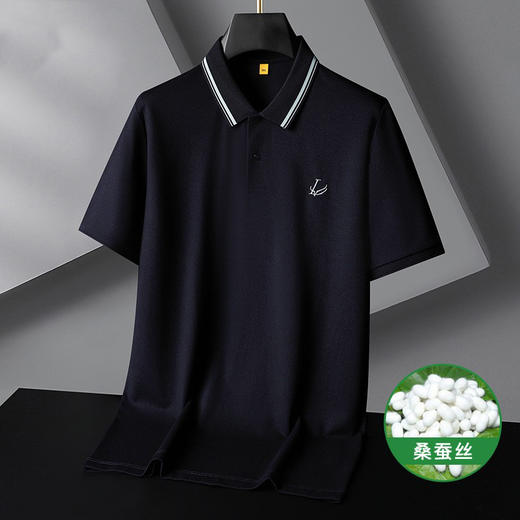 【桑蚕丝】【莫代尔】【亚麻】【DG】大依优型大码男装轻奢短袖POLO衫桑蚕丝体恤衫夏季翻领上衣运动T恤男士胖子 商品图0