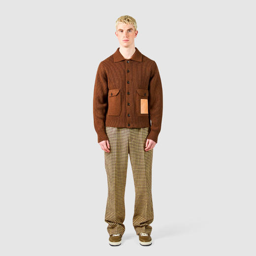 PHILIPPE MODEL 女士盾牌徽标橡胶贴片混纺羊毛针织开衫 棕色 CDMU MR12 37 商品图3