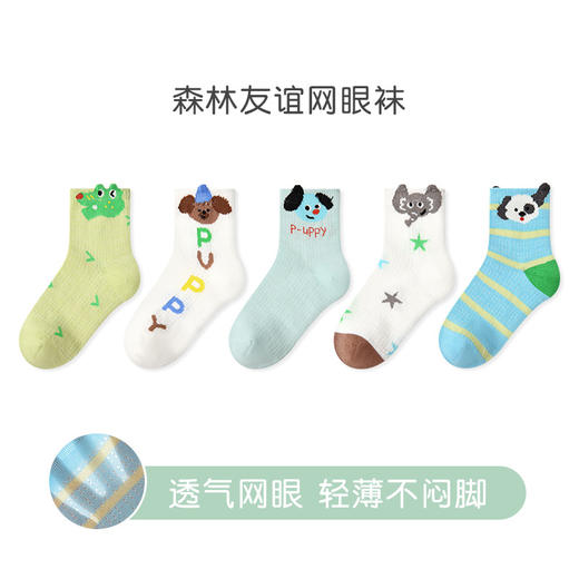 立体卡通动物网眼袜5双装 商品图0