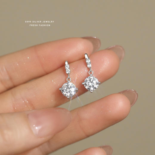 【斗雪】s999纯银四爪锆石耳饰【YXS-E5126】 商品图1