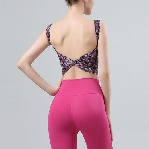 【126元任选2件】跃牌【漫西】系列 新款时尚瑜伽服套装带胸垫印花美背心运动文胸内衣Y256 商品图2