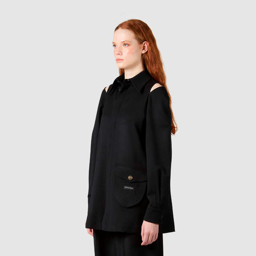 PHILIPPE MODEL 女士盾形口袋羊毛长袖衬衫 黑色 DRLD WF00 45 商品图1