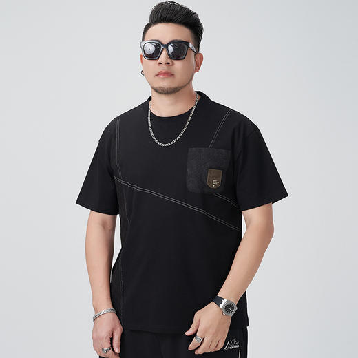 【DMH】大依优型大码男装圆领短袖T恤休闲宽松加肥加大潮流胖子上衣 商品图2