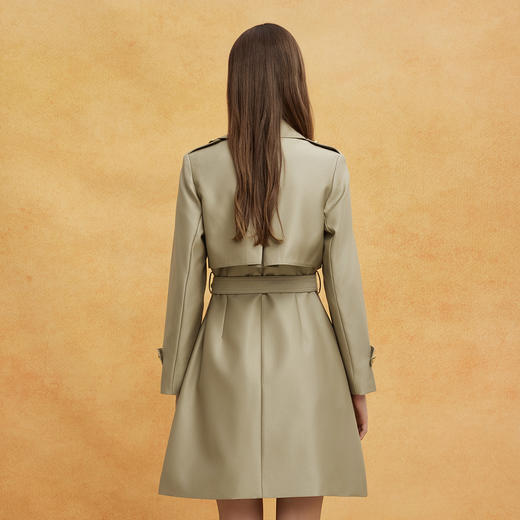 QE001斯尔丽2025春季新款英伦风双排扣经典高奢正肩显瘦修身风衣外套 商品图1