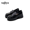 Safiya/索菲娅2025英伦学院风钻扣粗跟漆皮厚底增高乐福鞋SFD1112415 商品缩略图0