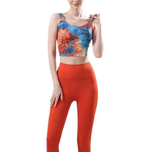 【126元任选2件】跃牌【漫西】系列 新款时尚瑜伽服套装带胸垫印花美背心运动文胸内衣Y256 商品图4