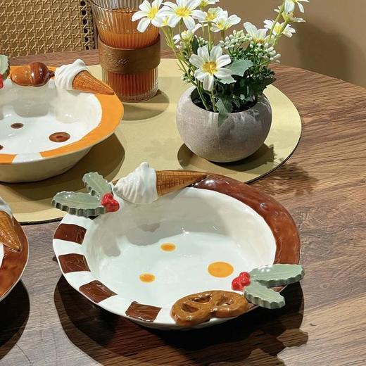 奇趣饼干陶瓷盘子浮雕甜品盘沙拉盘网红高颜值水果盘意面盘礼盒装 商品图2