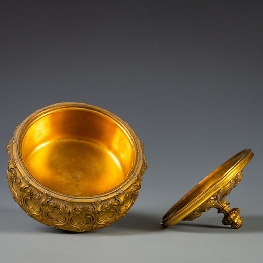 十九世纪 铜鎏金花卉纹西洋盖盒 商品图3