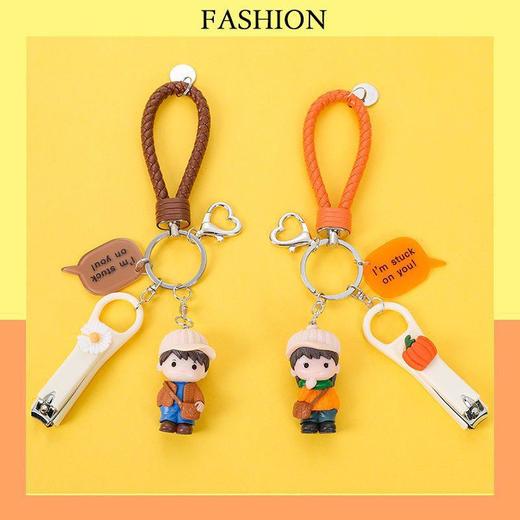 可爱卡通情侣钥匙扣挂件一对创意防丢汽车钥匙链女男女书包挂饰 商品图1