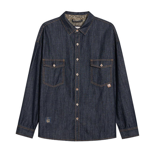 【DYG】大依优型薄款牛仔衬衫外套大码男装春夏新款翻领夹克纽扣开衫男胖子上衣加肥加大潮流 商品图4