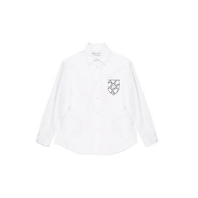 PHILIPPE MODEL 男士盾牌字母徽标棉质长袖衬衫 白色 CCDU PP01 14