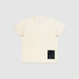 PHILIPPE MODEL 女士盾牌字母徽标橡胶贴片棉质圆领短袖T恤 米色 CTSD CD35 21