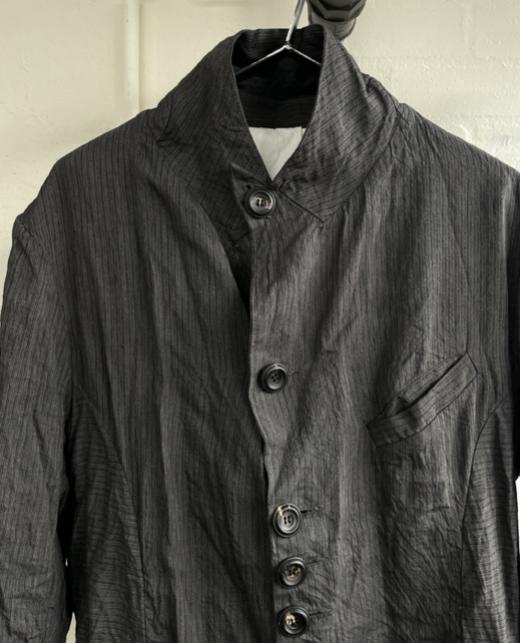 John Alexander Skelton 灰棕条纹意织棉麻诗人夹克 商品图7