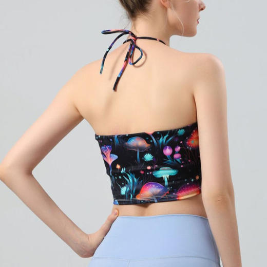 【126元任选2件】跃牌【漫西】系列 彩色美背心瑜伽服挂脖绑吊带胸垫健身内衣bra Y203 商品图3