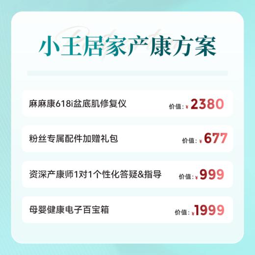 【小王独家居家产康方案】麻麻康MMK618i盆底肌修复仪+专属赠品+产康顾问1对1指导+母婴健康电子百宝箱 商品图1