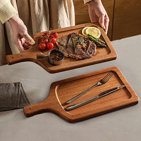摩登主妇乌檀木牛排餐盘西餐盘子面包披萨盘长方形牛排板木质托盘