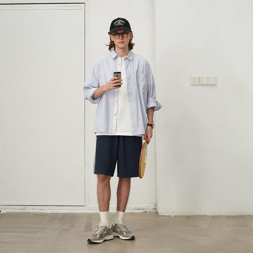 714street国潮织带卫裤短裤男2025夏季新款复古运动裤宽松休闲裤 商品图3