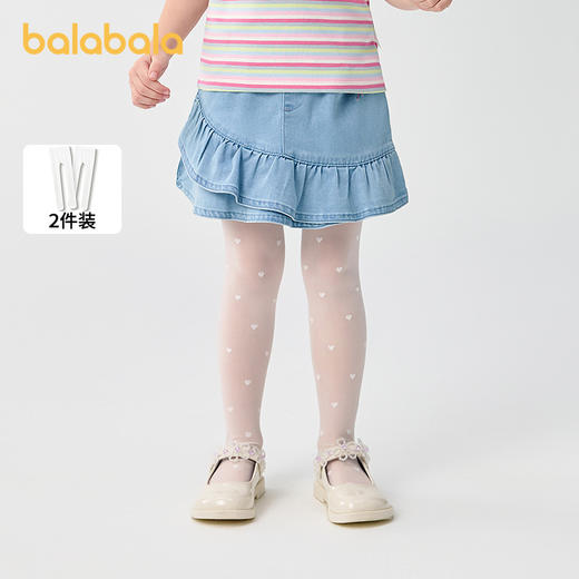 巴拉巴拉儿童舞蹈袜女童连裤袜夏季薄打底袜高弹凉感舒适两双装 商品图0