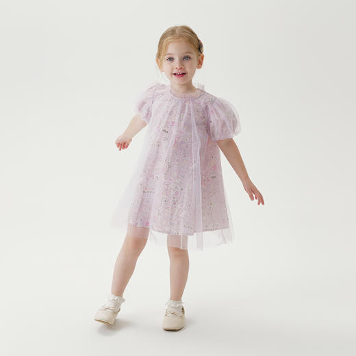 【马克珍妮 芦芙】夏装新款 女童梦幻泡泡袖网纱连衣裙230869 商品图2