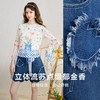 两三事 郁蓝香絮 2025春季新款小清新流苏绣花短裤高腰牛仔裤女 商品缩略图1