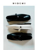 HIDEMI 极简方头进口小牛皮搭襻式玛丽珍平底鞋 黑色/白色 商品缩略图0