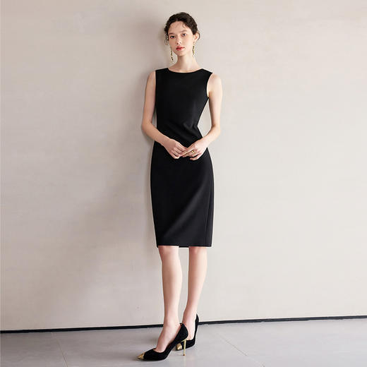 IWY/经典黑色无袖连衣裙女气质百搭西装内搭套裙职业裙装工作服Q1257 商品图4