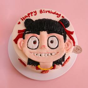 魔童哪吒手绘奶油蛋糕