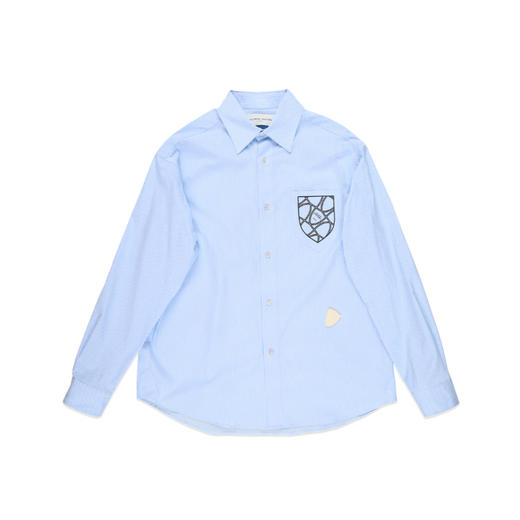 PHILIPPE MODEL 男士盾牌字母徽标棉质长袖衬衫 蓝色 CCDU QU06 14 商品图0