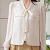 【雅*同款】SUSX小香风拼接飘带V领衬衫C12TJ-99945（下单3-7天发货） 商品缩略图1