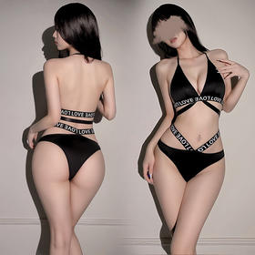 霏慕 字母织带环腰度假比基尼6330 情趣内衣性感纯欲三点式