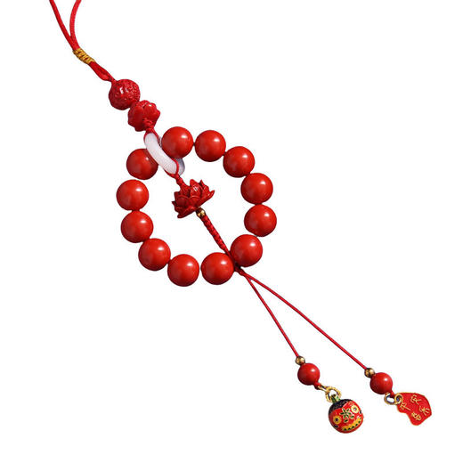 复古朱砂汽车挂件朱砂莲花中国风半手工挂饰车内本命年饰品吊坠 商品图4