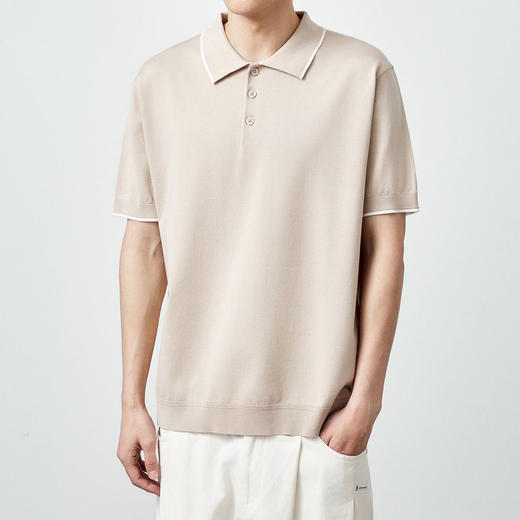 墨麦客男装2024夏季新款莱赛尔针织短袖男士休闲宽松商务polo衫男 商品图1