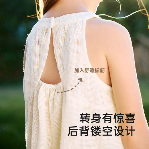 英氏女童裙子夏季短袖女背心连衣裙透气小白裙2025新款甜美公主裙 商品图3