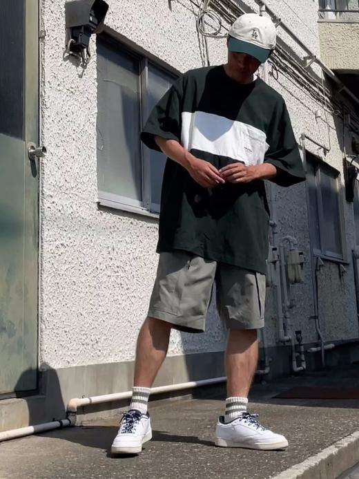 帆船长谷川 新款拼色圆领宽松口袋字母短袖T恤 NT-2702 商品图1