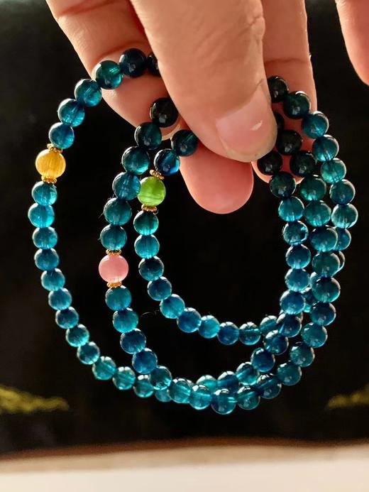 5mm-6mm多圈猫眼蓝碧玺手串 商品图0