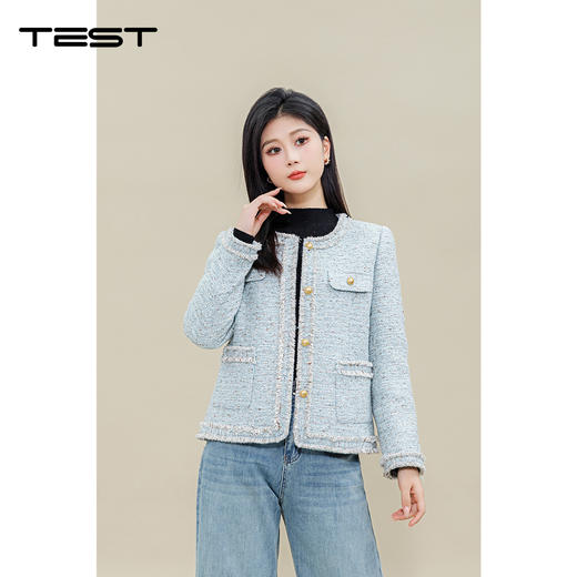 春上新时尚清新气质高级感短呢外套2251047 商品图0