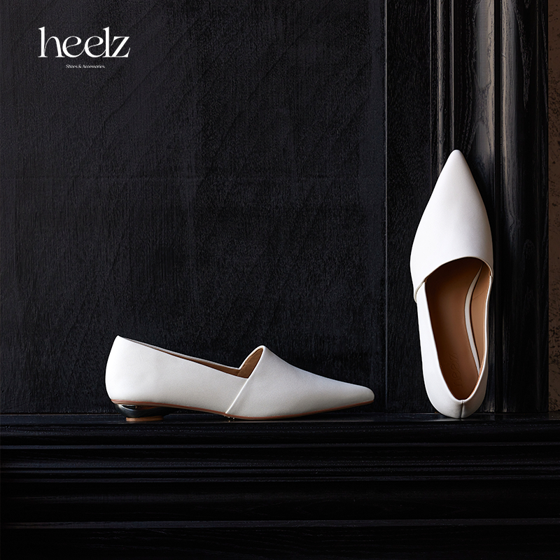 heelz设计师手工鞋履 ｜防污环保 牛皮尖头小白鞋 1.5公分