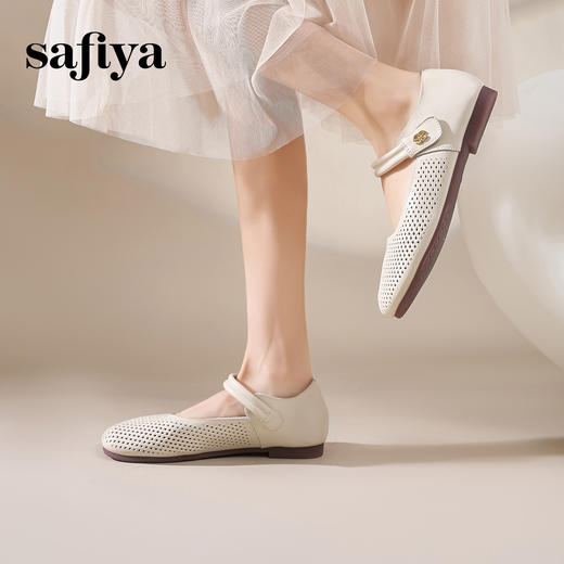 Safiya/索菲娅2025早春圆头低跟浅口百搭魔术贴透气玛丽珍单鞋SFD1111108 商品图3