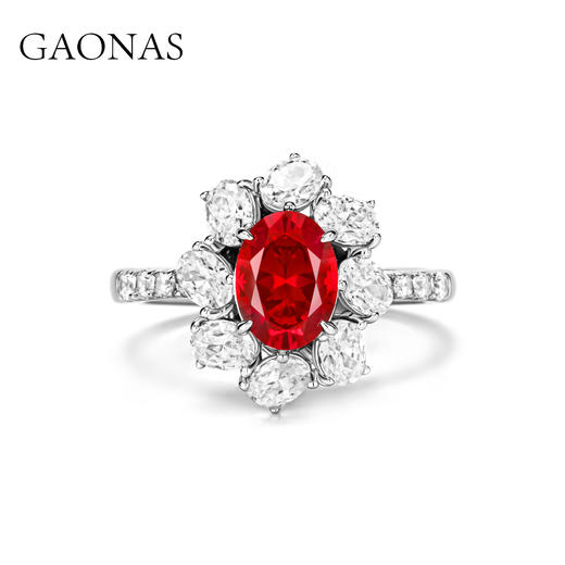 GAONAS 培育红宝石【矿工的眼泪】红花赤焰魅力贵气红色戒指10150JR 商品图0
