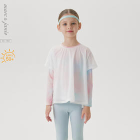 【凉感防晒】马克珍妮女童炫彩星云假两件运动仙女T恤夏装241677