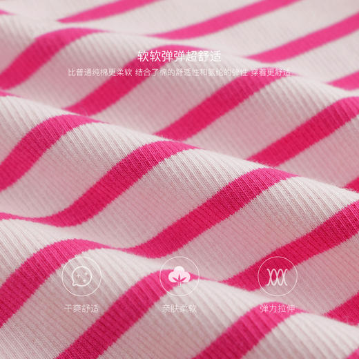 马克珍妮女童弹力针织波浪边条纹短袖T恤儿童上衣夏装新款240721 商品图4