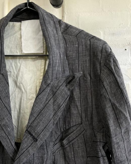 John Alexander Skelton 灰色条纹爱尔兰亚麻诗人夹克 商品图10