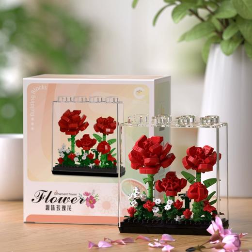 永生花积木梦幻花架相框方块花盒摆件儿童拼装玩具女孩礼物 商品图2