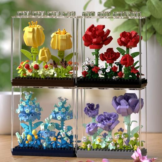永生花积木梦幻花架相框方块花盒摆件儿童拼装玩具女孩礼物 商品图0